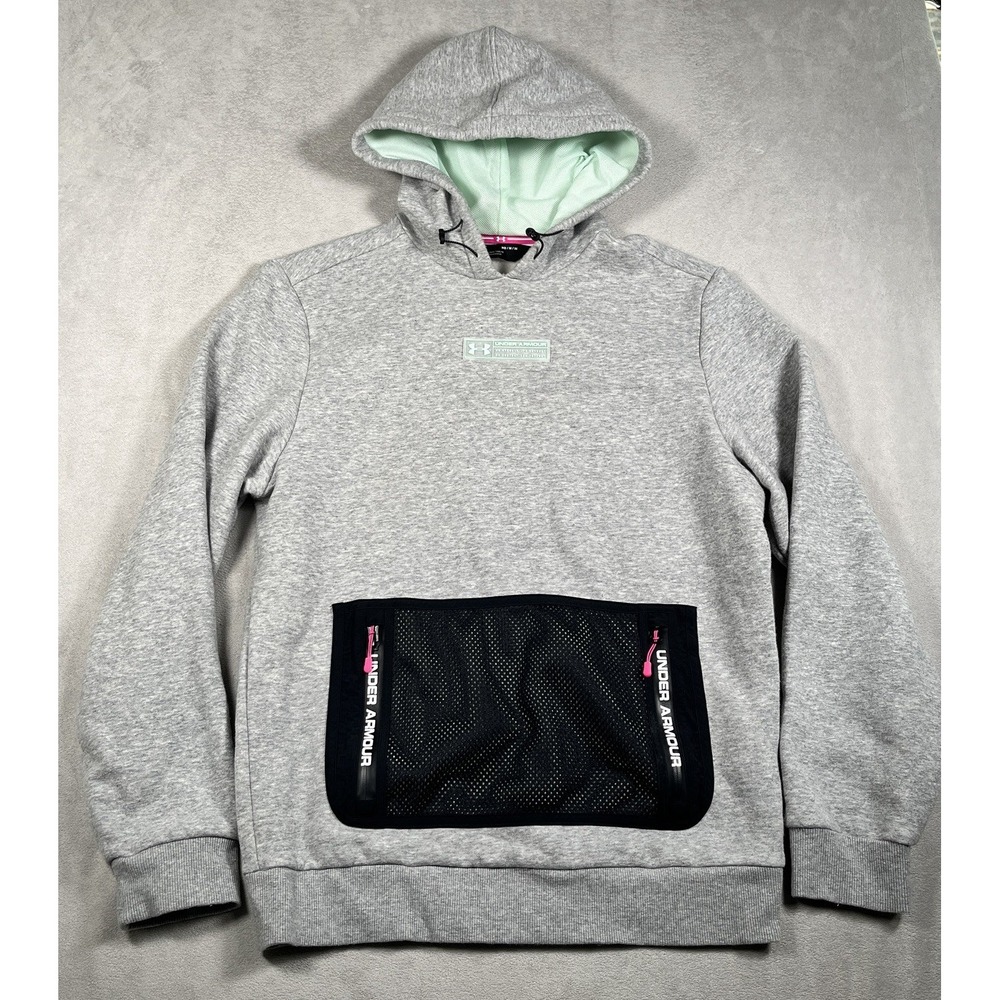 Under Armour Hoodie Men M Loose Fit Pullover Long Sleeve Zip Kangaroo Pocket-EUC